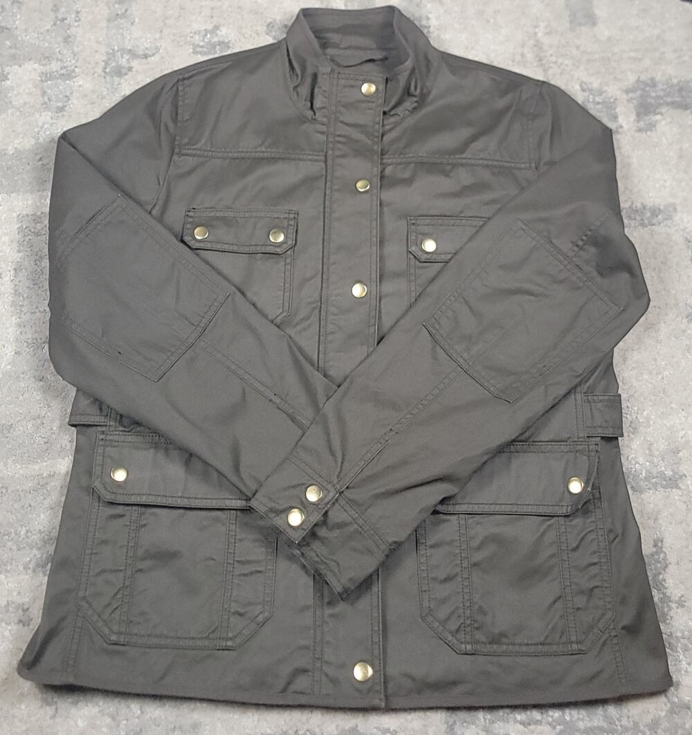 J.Crew Downtown Field Jacket Women's Olive Green Waxed Cotton Utility Sz L